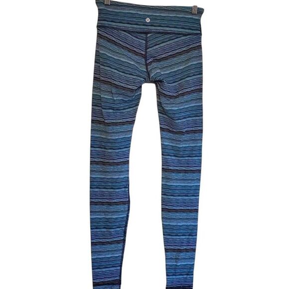 LULULEMON ATHLETICA Wunder Under Tight Space Dye Twist Naval Blue Peacock Size 6 - Picture 4 of 5